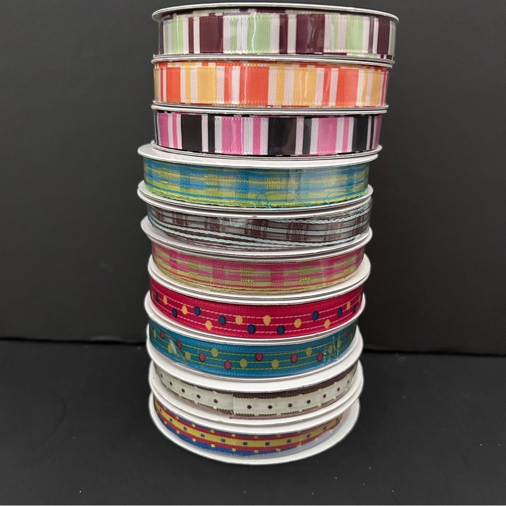 Lot of 10 rolls of ribbons (3/8" x 4yds)